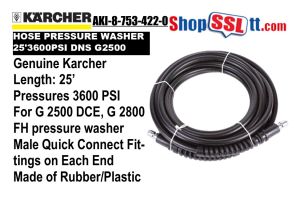 HOSE PRESSURE WASHER 25'3600PSI DNS G2500 G2800 KARCHER