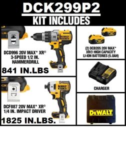 DRILL KIT 1/2"HAM+IMP 20V DCD996-841IN# DCF887-1825IN#