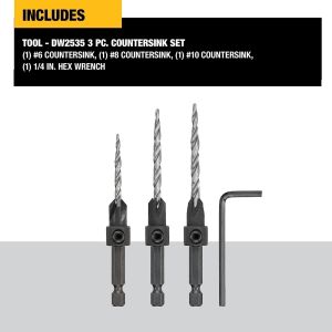 BIT COUNTERSK 3PK #6#8#10 COUNTERSINK 4CUTR TAPERED