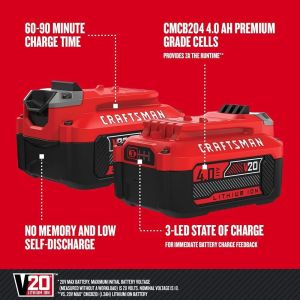 BATTERY LITHIUM V20 4.0AH RECHARGEABLE CRAFTSMANM