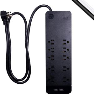 SURGE PROTECTR 10OUT+2USB BLK 3'CRD 2A 3540J 1800W