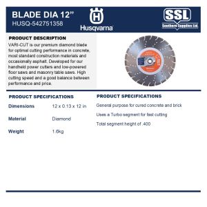 BLADE DIA 12"CONSEG 7/8+1, VARICUT ROADSAW GENP TILE