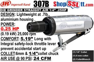 DIE GRINDER STRAIGHT AIR MINI 1/4".25HP 28000RM 24/6CFM@90PSI