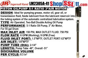 PUMP OIL PISTON 5:1 3'MOTOR 6GPM 51"LENGTH 150/750PS 55G 1/4NPT