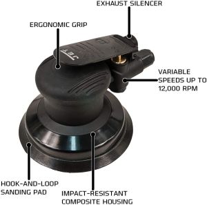 SANDER 5"ORBITAL RANDOM AIR PALM VELCRO 2CFM@90PSI JAT-730