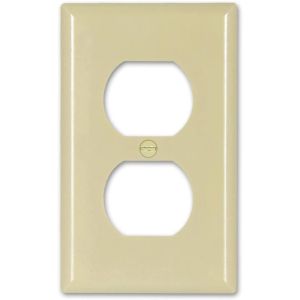 COVER PLUG FLUSH IVORY DUPLEX WALL OUTLET PLATE