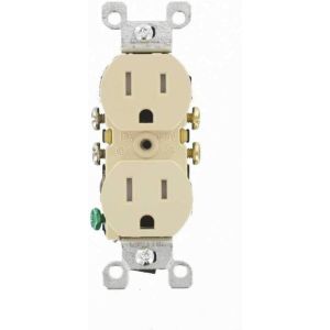 PLUG FLUSH 15 AMP IVORY TAMPER RESISTANT DUPLEX