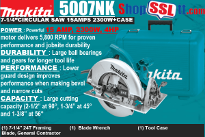 SAW CIRCULAR 7-1/4"15AMP 2300W 4HP+CASE
