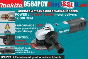 GRINDER 4.5"SJS PADDLE 13A VARIABLE SPEED DIAL