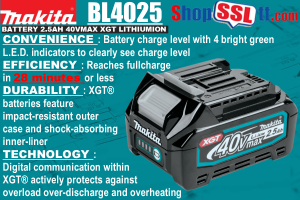 BATTERY 40V MAX XGT 2.5AH LITHIUM ION 28MIN CHARGE TIME