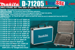 BIT DRILL + CHISEL SET 14PC SDS+ & SDS+ TO 1/2"CHUCK+ADAPTOR