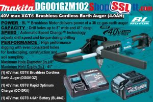 DRILL AUGER EARTH VARSPEED 40V XGT BL 4AH 8"W-MAX EQUIVALENT TO 36CC