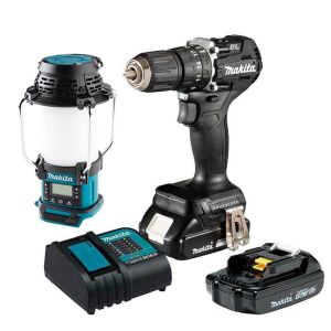 DRILL 1/2" HAMMER 350#18V BL 1.5AHX2 +DMR055 LANTERN WITH RADIO 260L