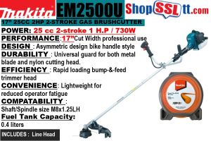 BRUSHCUTTER 25CC 2C 1HP 2STROKE 750W 0.4L M8 BIKE