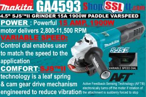GRINDER 4.5"SJS2 PADDLE 15A 1900W VARIABLE SPEED DIAL