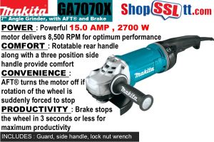 GRINDER 7"15A 2700W+3DISC SFTS AREST AFT BRK 8500RM