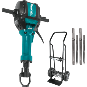 DRILL BREAKER JACK HAMMER 1-1/8"HEX 70LBS 54FTLBS+CHISELS+CART