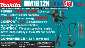 DRILL BREAKER JACK HAMMER 1-1/8"HEX 70LBS 54FTLBS+CHISELS+CART