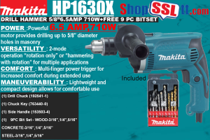 DRILL HAMMER 5/8"+9PC BITSET 6.5A 710W VS