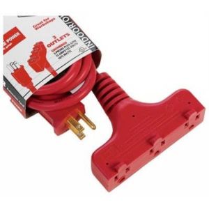 CORD EXT 14/3 RED 6FT 3OUT SJTW IND/OUT 15A125V