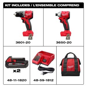 DRILL 1/2" HAMMER 550# + IMPACT DRIVER 1700# M18 BRUSHLESS COMBO KIT