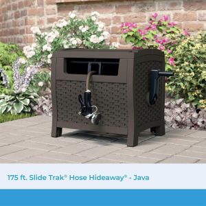 REEL HOSE HIDEWAY 175FT SLIDE TRAK JAVA BROWN